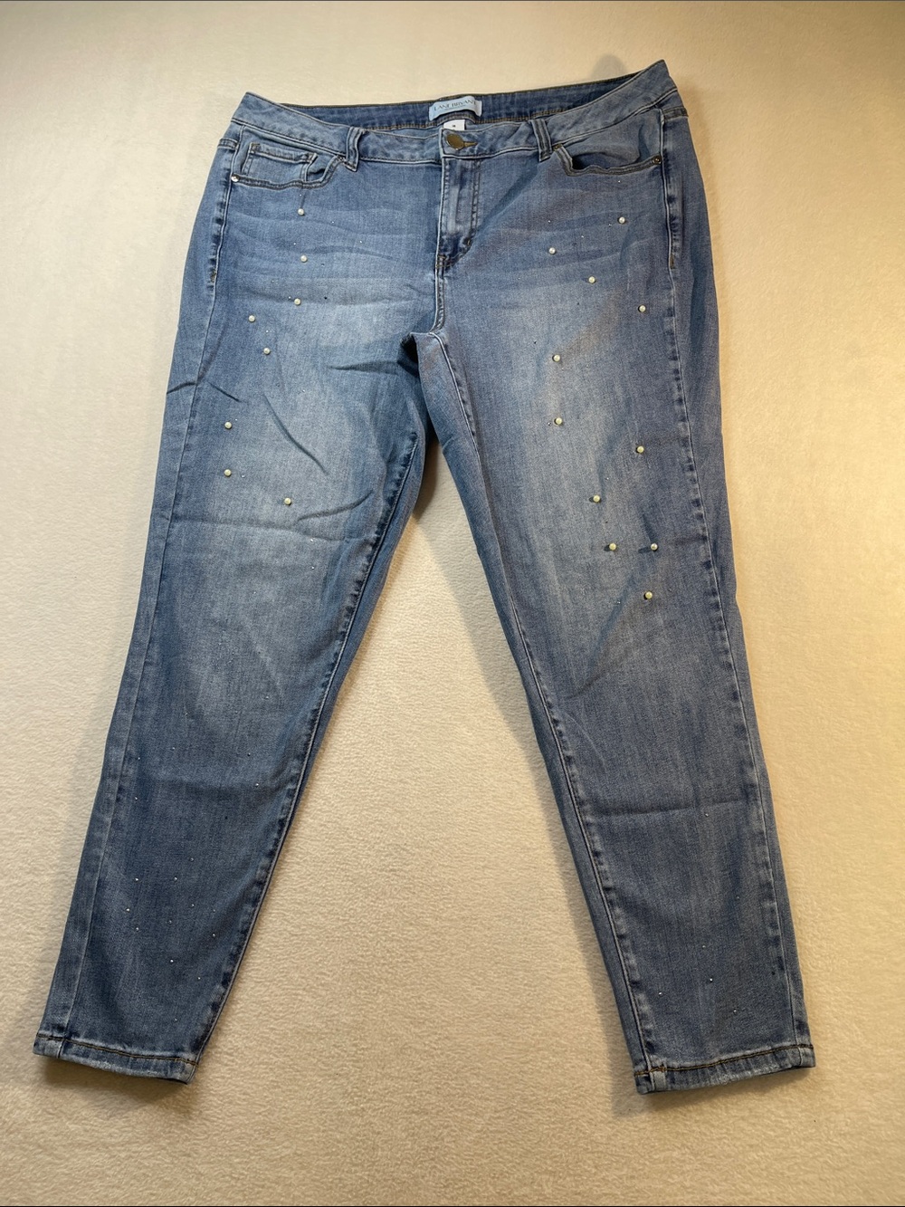 Lane Bryant Light Blue Skinny Jeans with Pearl Studs WOMENS SIZE 18